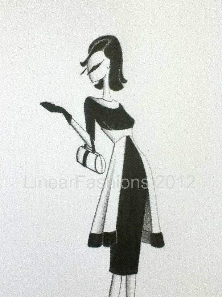 Fashion Illustration Art 1960s Mod Party Dress Decor