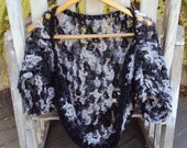 Shawl Shrug Capelet Shoulder Wrap Sweater Crocheted Woman's Black and Grey Fall Autumn Fashion Accessory