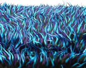Faux / Fake Fur Spike Fabric BLACK TURQUOISE PURPLE 3 Tone 58 Inch by the yard - 1 Yard