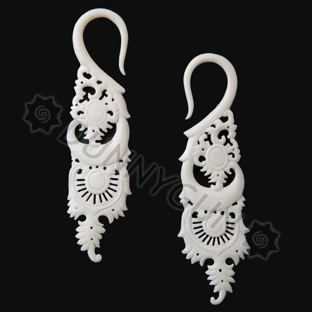 10G Pair Bone Hikury Swan Gauged Plugs Hand Carved Organic Body Piercing Jewelry Earrings 10 gauge