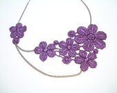 Lace Necklace, Women accessory, Purple Floral
