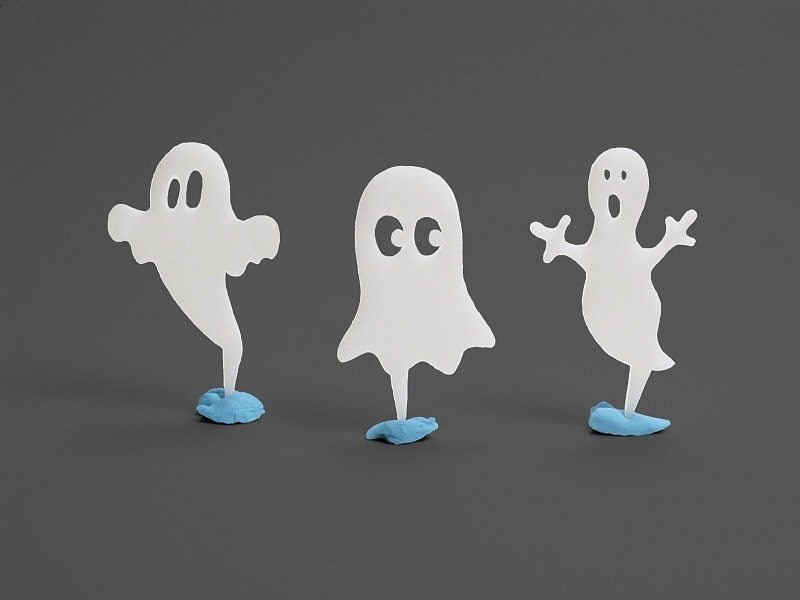 Halloween Cupcake Toppers White Acrylic Ghosts