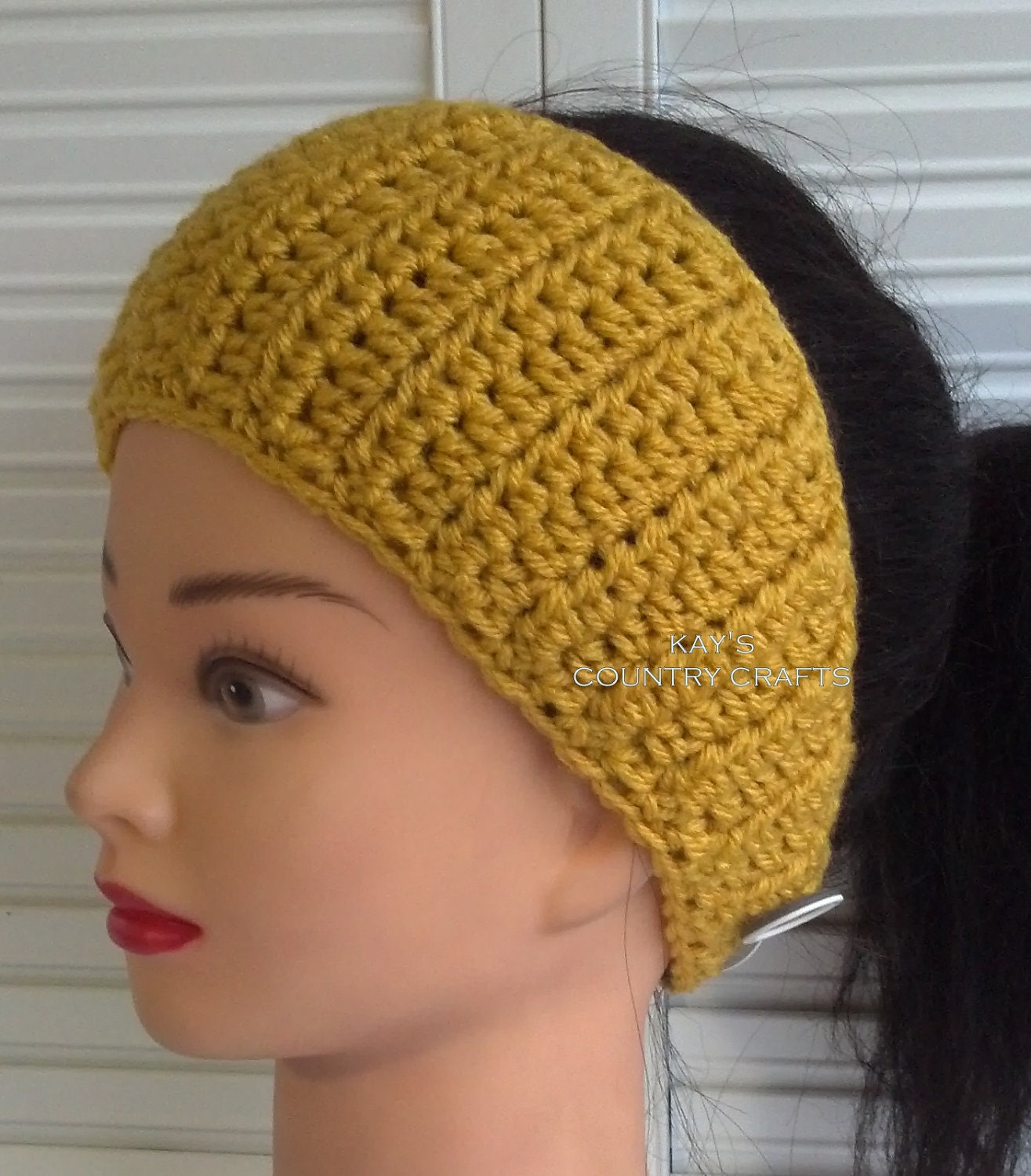 Yellow Ear warmer, Headband, Head wrap Crochet - Made to Order