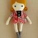 Fabric Doll Cloth Doll Rag Doll Girl with Red Swirl Dress
