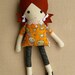 Fabric Doll Rag Doll Girl with Cat Dress