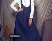 Linen Halter Dress in Navy / Long Halter Sundress - custom made