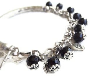 Onyx Black Silver Plated Bracelet-Gothic Bracelet -Christmas Gift
