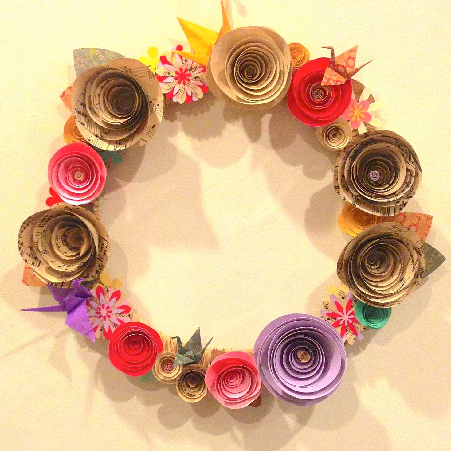 Songbird paper flower Wreath