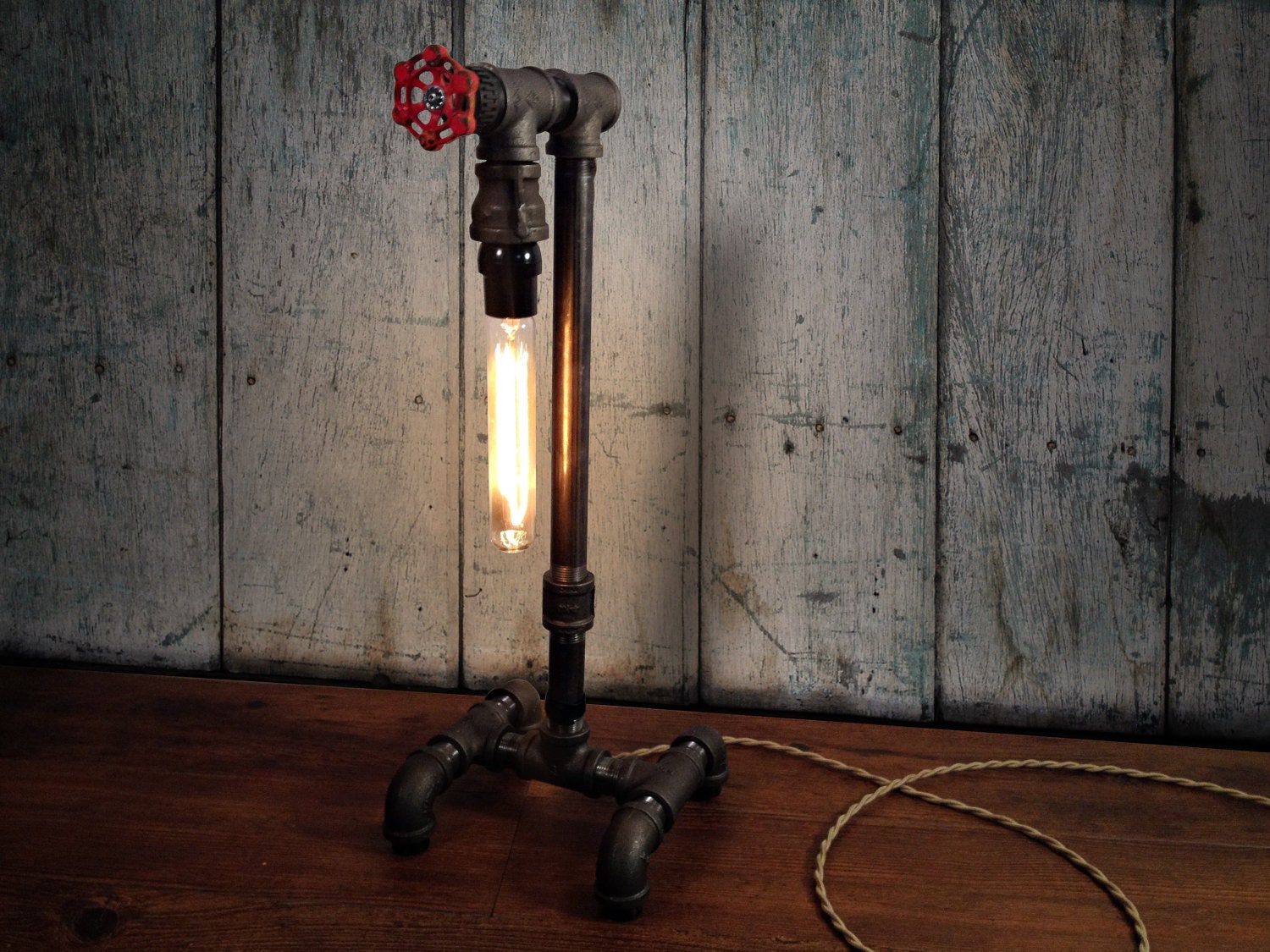 Edison Table Lamp - Industrial Lighting - Steampunk Decor - Man Cave