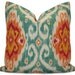 Iman Ubud Sunstone Ikat Pillow Cover in Turquoise, Orange, Magenta - Throw Pillow Sham - Decorative Pillow Case 18x18 20x20 22x22 or Lumbar