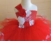 Red tutu dress, Birthday tutu dress