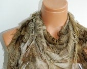 Brown Scarf,Fringed Womens Scarf,Fall Colors Shabby chic, worn out appearance, Scarf,Cowl,Shawl,Wrap,Bandana,Headband,Beach Pareo
