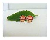 1Up Mushroom SMB 2 Pixel Sprite Earrings - retro game jewelry