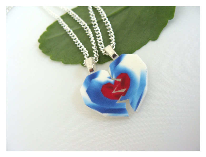 Legend of Zelda Heart Piece Best Friend Necklace- retro game sprite jewelry Ocarina
