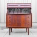 Danish Modern Mid Century Bowed Front Teak Vanity / Desk / Dresser