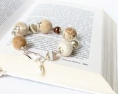 Jewelry, felted  bracelet, original design, cream and beige bracelet,  ready to ship