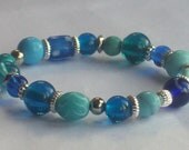 Blue Lampwork Bracelet, OOAK Bracelet