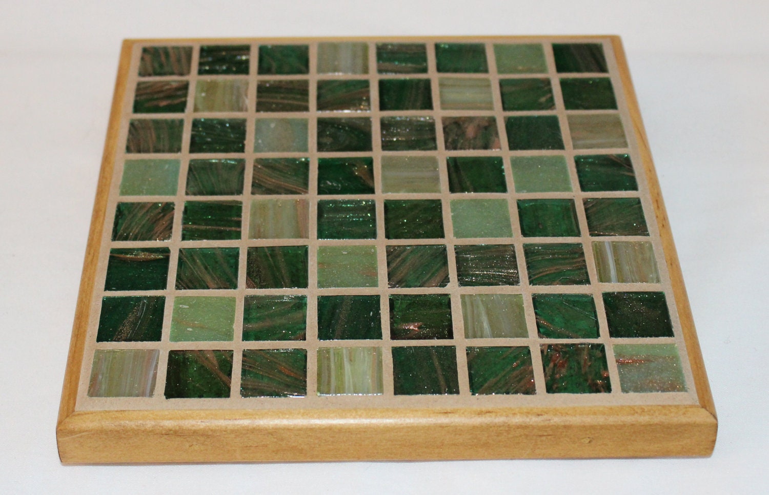 Green with gold glass tile mosaic trivet