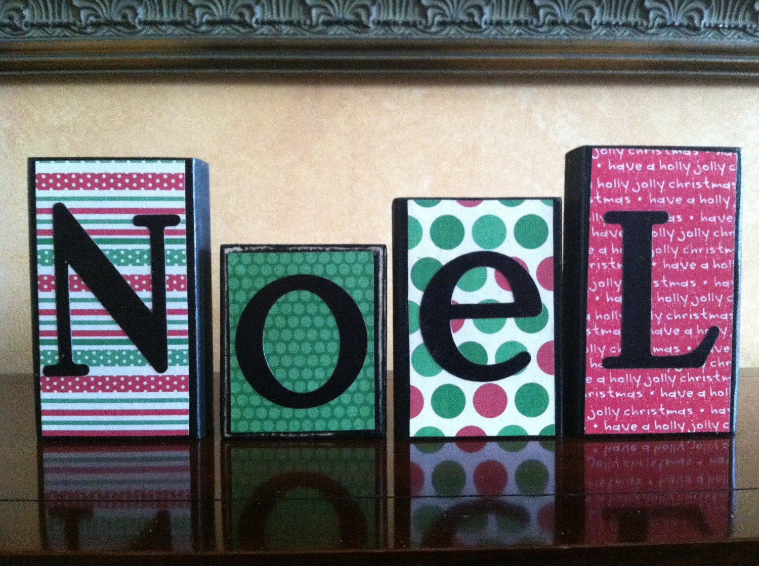 Wood NOEL Christmas block sign set-  wood home decor for Christmas decorating