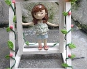 Mini Lindsay with Swing, Your Miniature Clay doll with miniature swing, Custom Clay figurine as your requirement