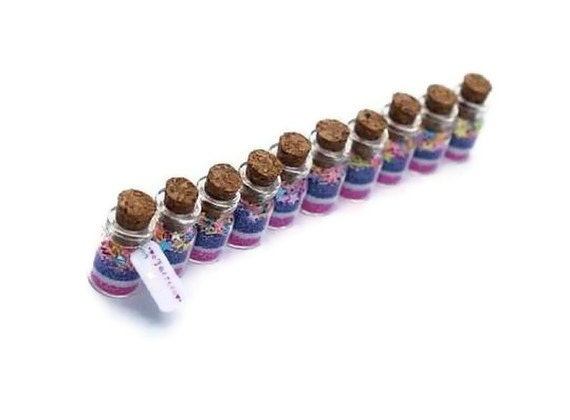 Reserved Fairy Jars set of 12 Pink and Purple starsand 4 rainbow jars, Tiny, Princess, Party Favor