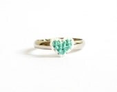 Mint heart cross stitch ring, gifts under 10, gifts for her, valentine's day jewellery