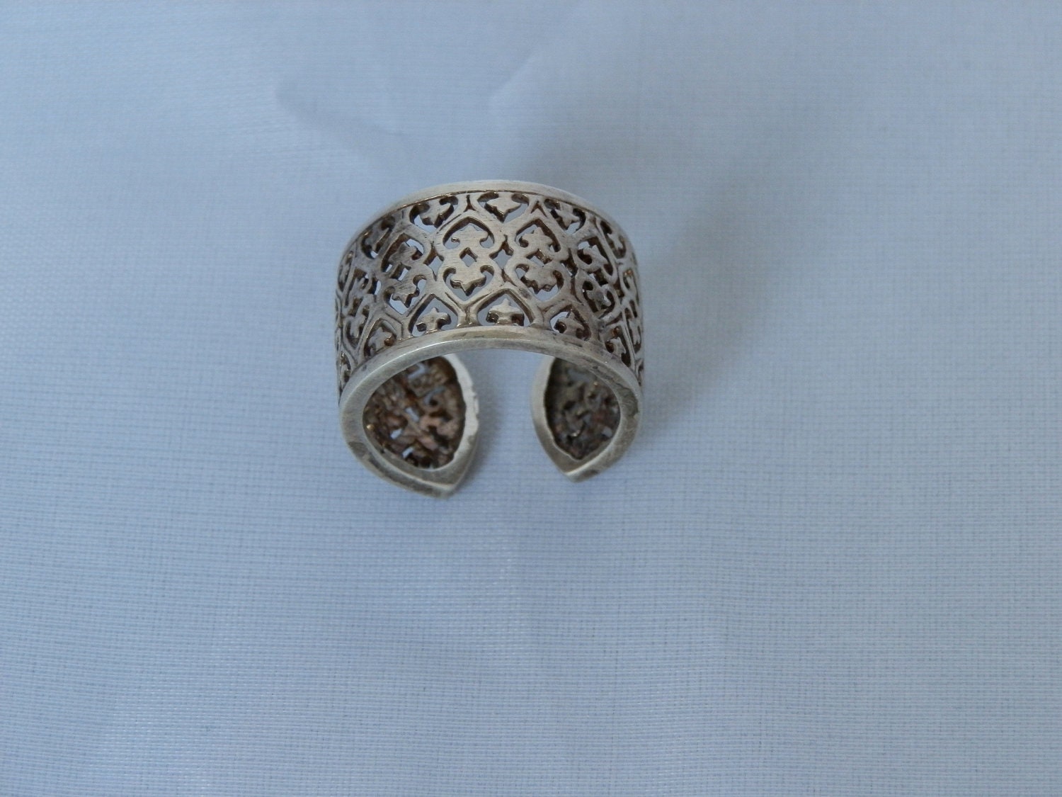 Intricate Pierced Arabesques and Hearts Ring