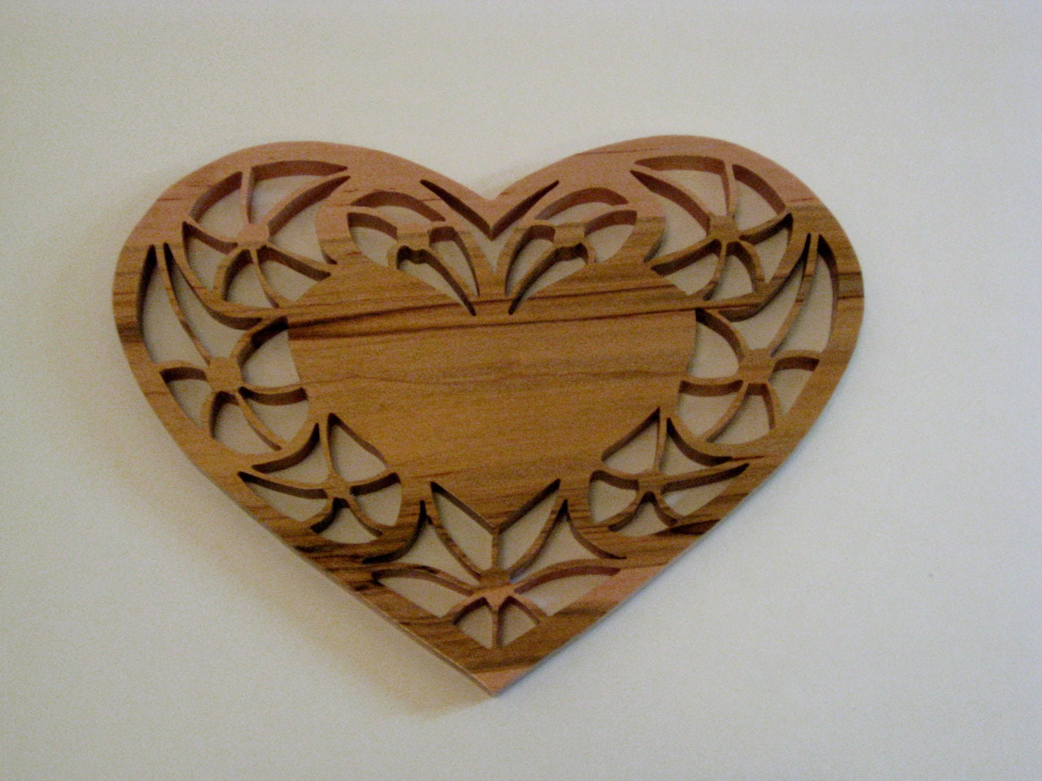 Scroll Saw Fretwork Heart Shaped Candle Trivet by WoodenKeepsakes