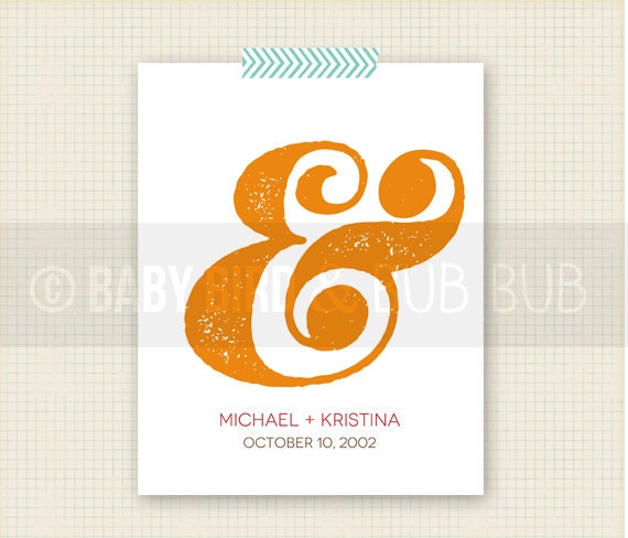 Ampersand - Personalized - Wedding Print - Custom Wall Print Poster