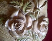 Chalkware Rose Adorned PITCHER Wall Plaque