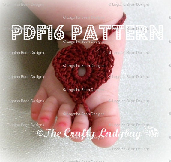 Heart barefoot baby sandals - crochet pattern for newborn to toddler ...