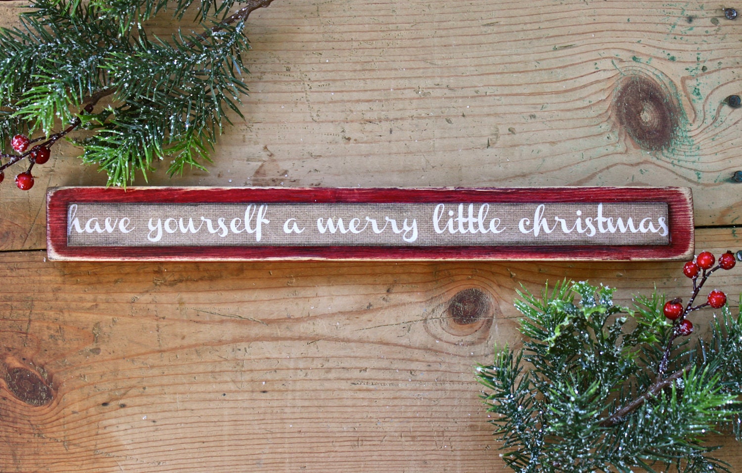 have yourself a merry little christmas wooden decoupaged sign
