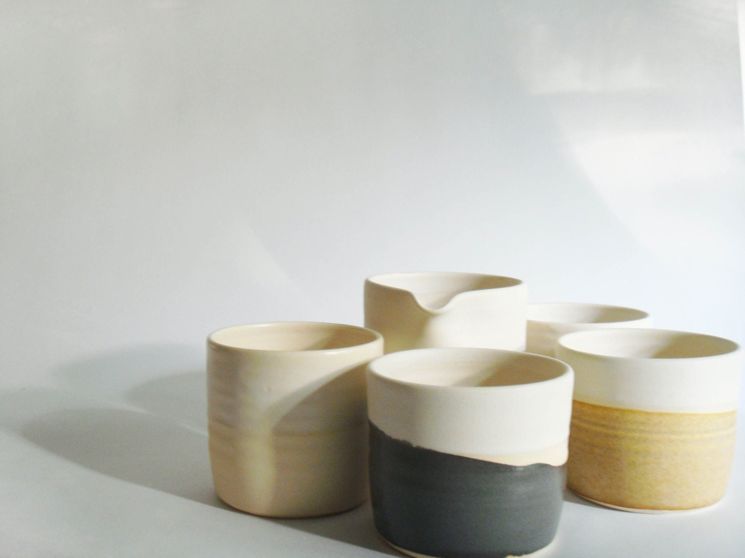 Experimental sample set, modern cup and pitcher set in neutral, if you are feeling adventurous...Excavation series
