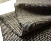 Black Plaid Cotton Fabric, Black White Check Fabric With Jacquard Little Cross Flower - Fabric by Yard 1/2 yard Purple cotton