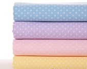 Pastel Fabric with White Polka Dot Cotton Fabric Light Blue Purple Pink Yellow Dots Fabric-  Fabric by Yard 1/2 yard 18'X45" - fabricmade
