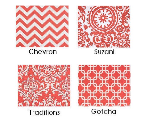 Coral Throw pillow cover 18" x 18" coral and white  you choose fabric, chevron gotcha traditions suzani