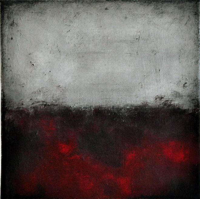 Darkness falls  - Original abstract painting, modern landscape 8x8 Inch