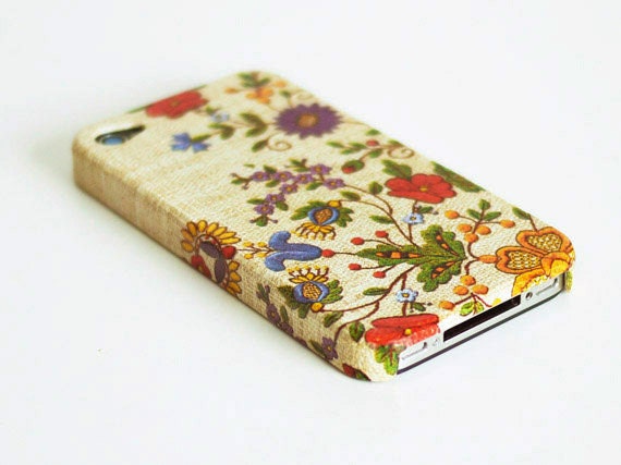 Vintage needle work print iPhone 4 case /  Flowers iPhone 4s case / flower iphone case / Decoupage iphone case