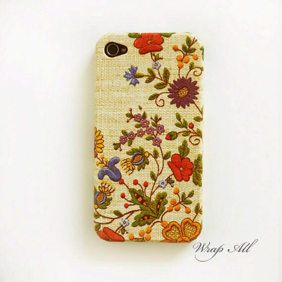 Vintage needle work print iPhone 4 case /  Flowers iPhone 4s case / flower iphone case / Decoupage iphone case