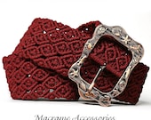 Macrame Belt "Maroon Autumn", women's knotted handmade belt