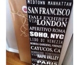12 x 40 personalized Subway Scroll, Travel Canvas, Destinations, Vintage bus scroll, art wall decor