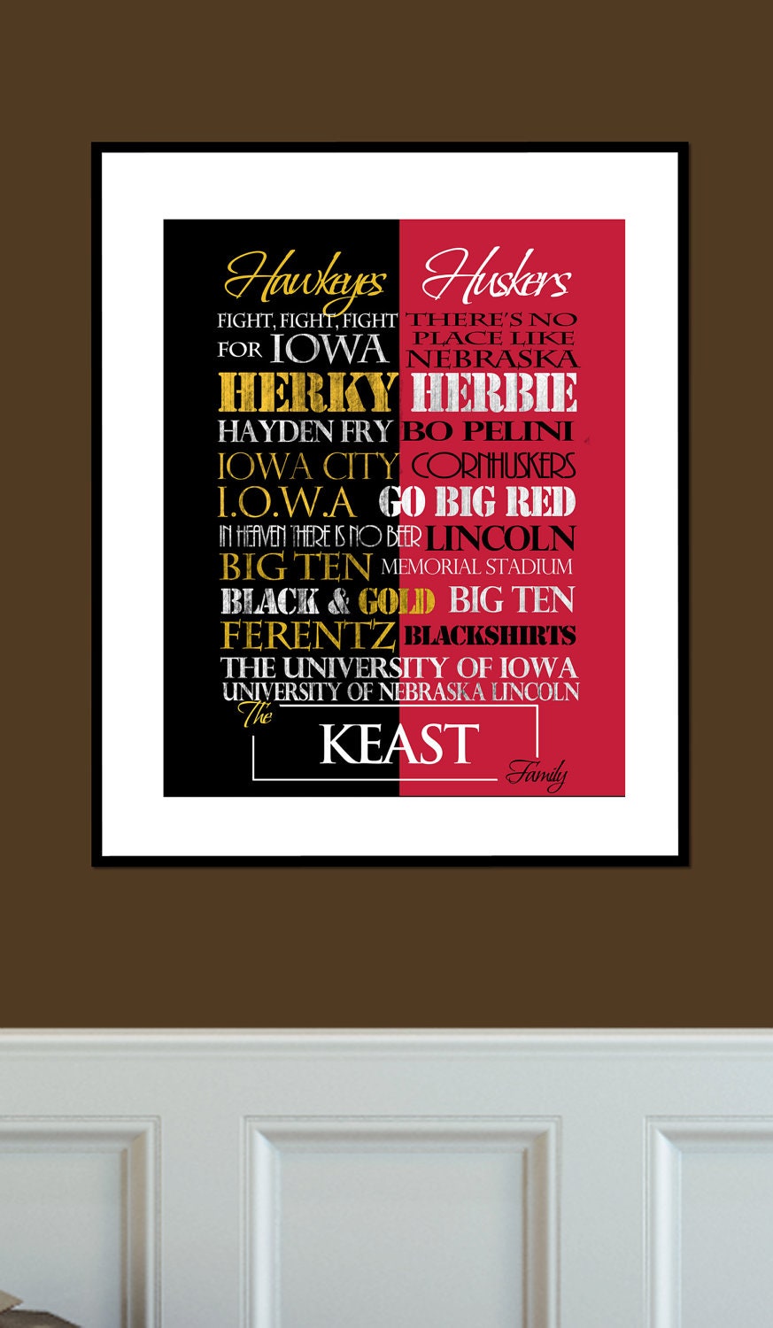 Hawkeyes/Huskers House Divided Print