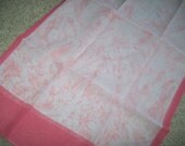 Vintage Scarf-  Pink and white