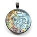 Vintage Map Pendant of Boston, Massachusetts, in Glass Tile Circle