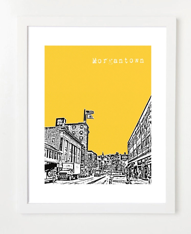 Morgantown West Virginia Skyline - City Art Print - 8x10 Poster - WVU -
