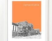 Springfield, Missouri Poster - City Skyline Art Print - Missouri State University Bears - 8x10