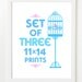 Set of 3 (THREE) 11x14 - Pick Your Prints and Colors - 11x14
