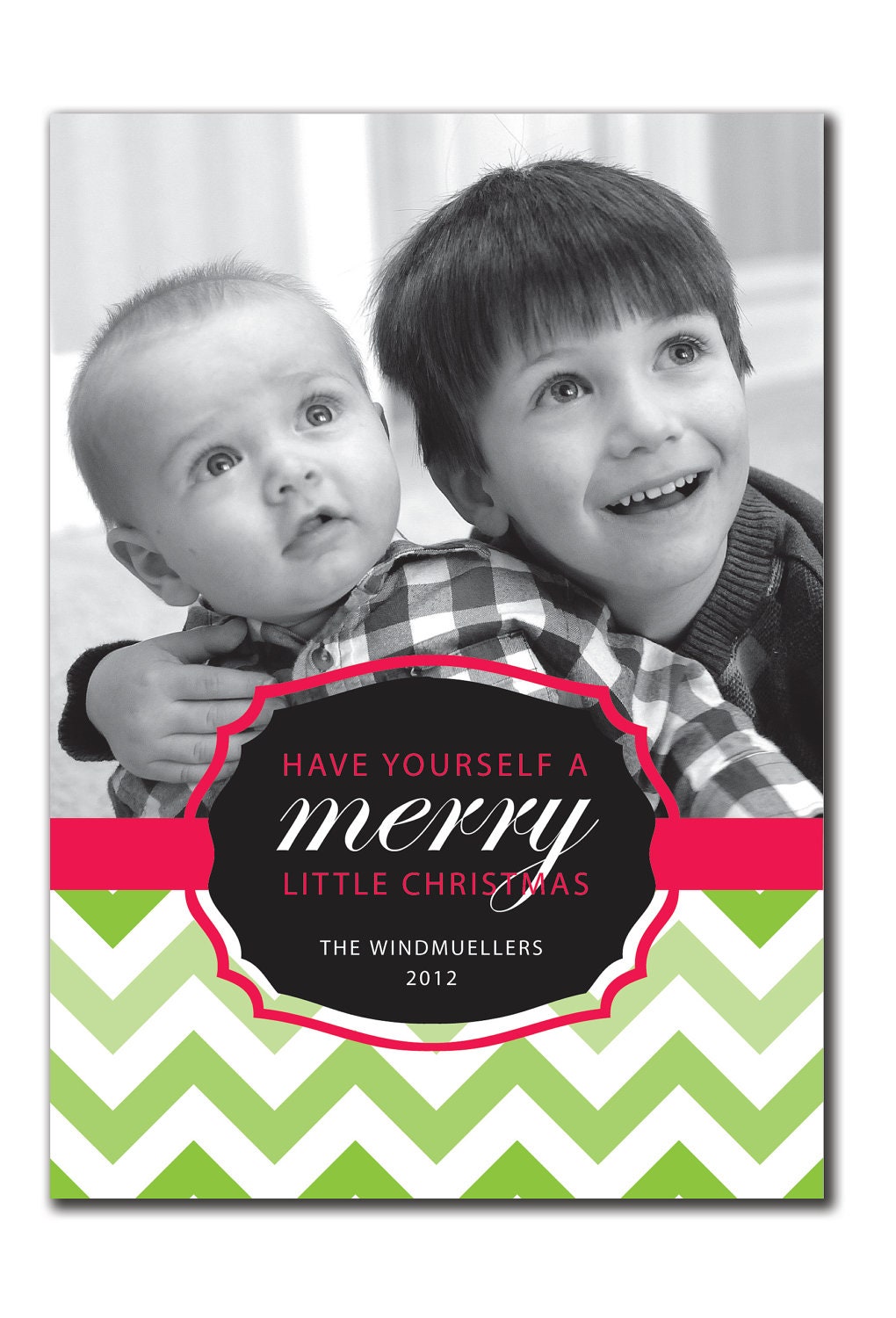 Merry Chevron Holiday Photo Card 5 x 7 (DIY digital file or printed)