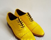 Handstitched Bright Yellow Leather Shoes/ Lace Up Shoes/ Oxford Shoes - LeatherFun