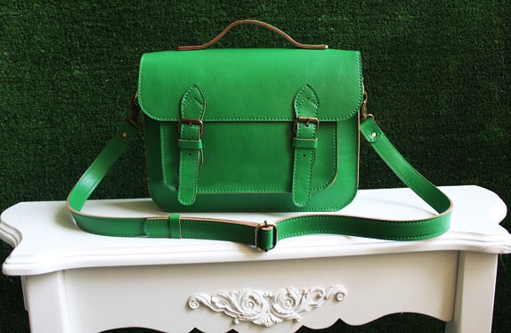 Retro Style Genuine Leather Green Messenger Bag/Satchel/Crossbody Bag